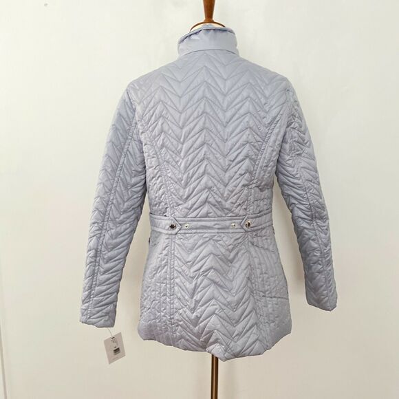 Via Spiga Womens Quilted Cargo Jacket Front Pockets Moonstone Grey M Medium - Picture 4 of 9